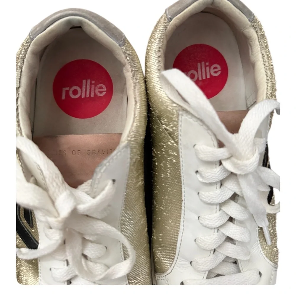 Rollie Prime D100240 Women's Metallic Leather Gold Sneakers Size 9